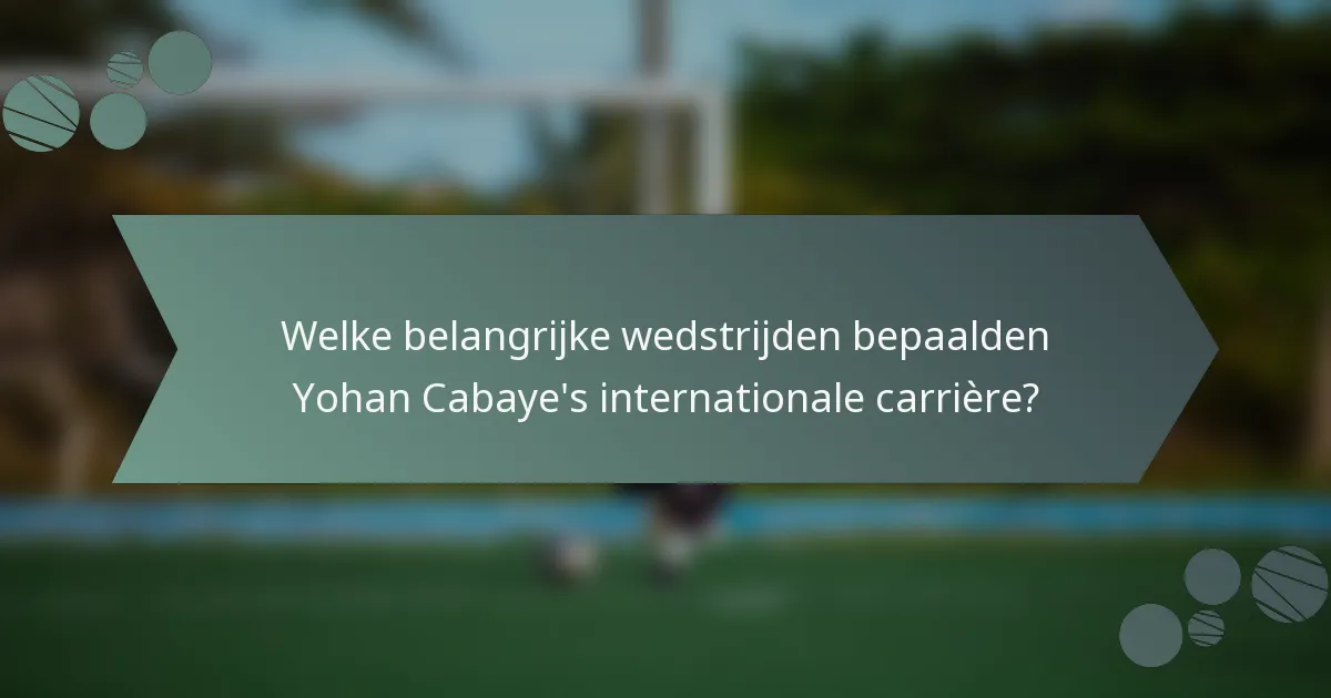 Welke belangrijke wedstrijden bepaalden Yohan Cabaye's internationale carrière?